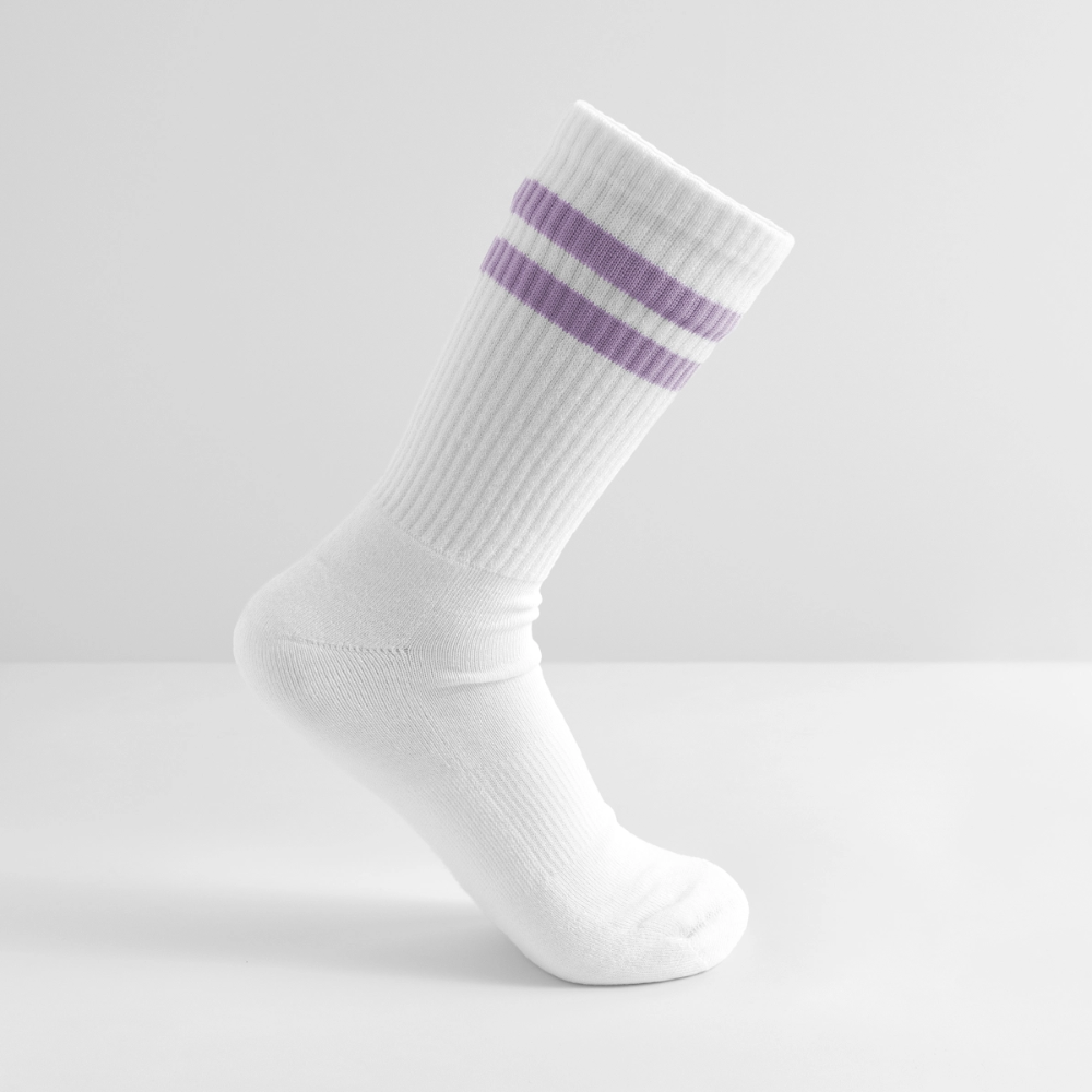 Gestreifte Tennissocken - Weiß/Flieder 