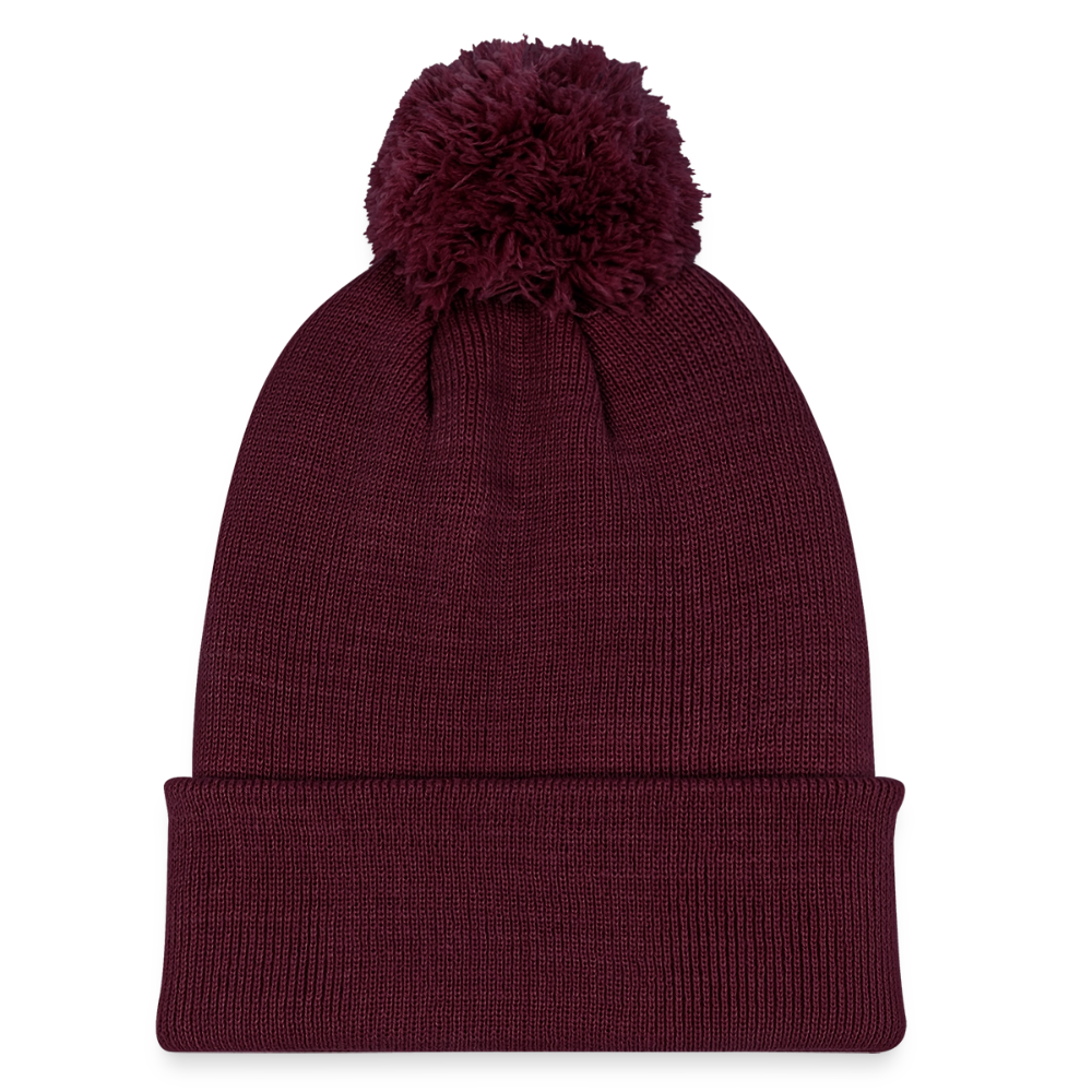 Strickmütze mit Bommel - Burgunderrot