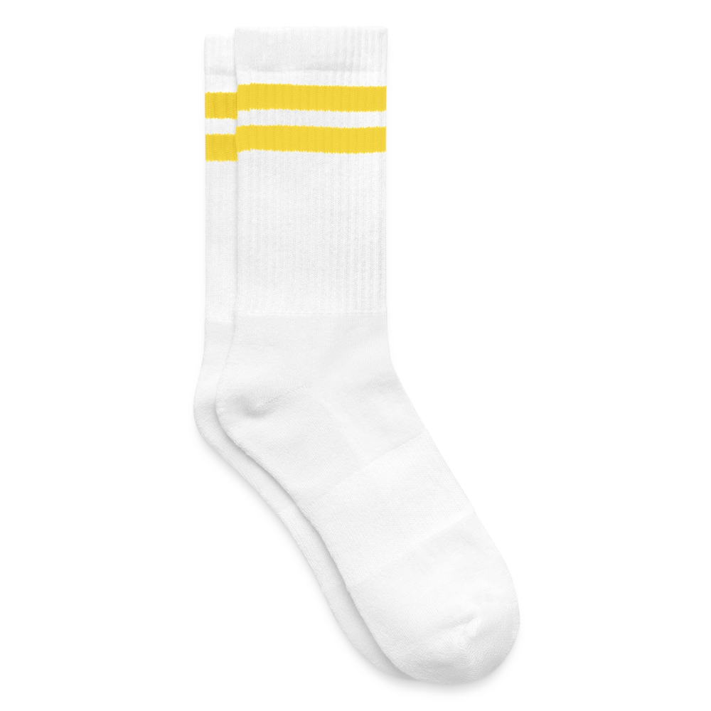Gestreifte Tennissocken - Weiß/Gelb