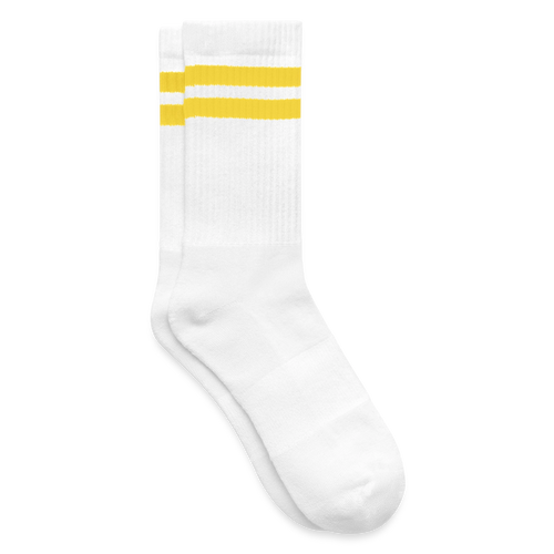 Gestreifte Tennissocken - Weiß/Gelb
