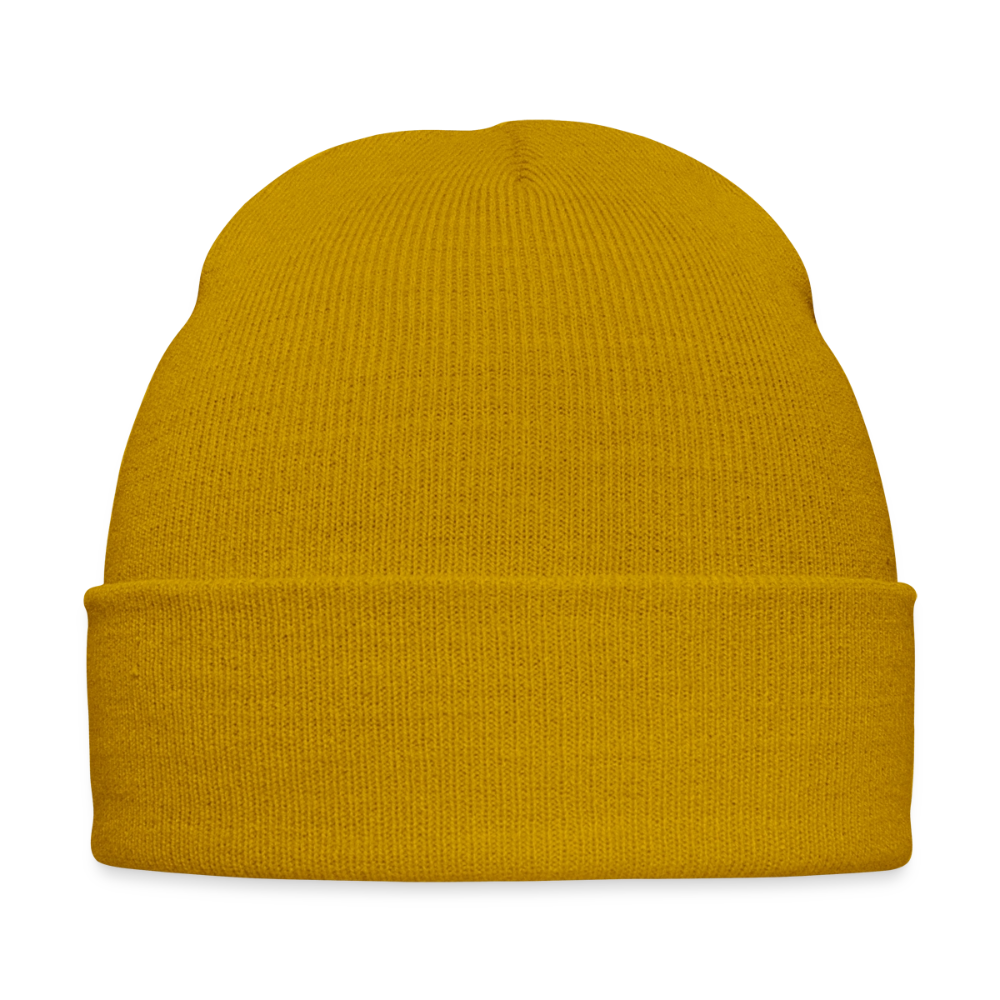 Bestickte Wintermütze - Senfgelb