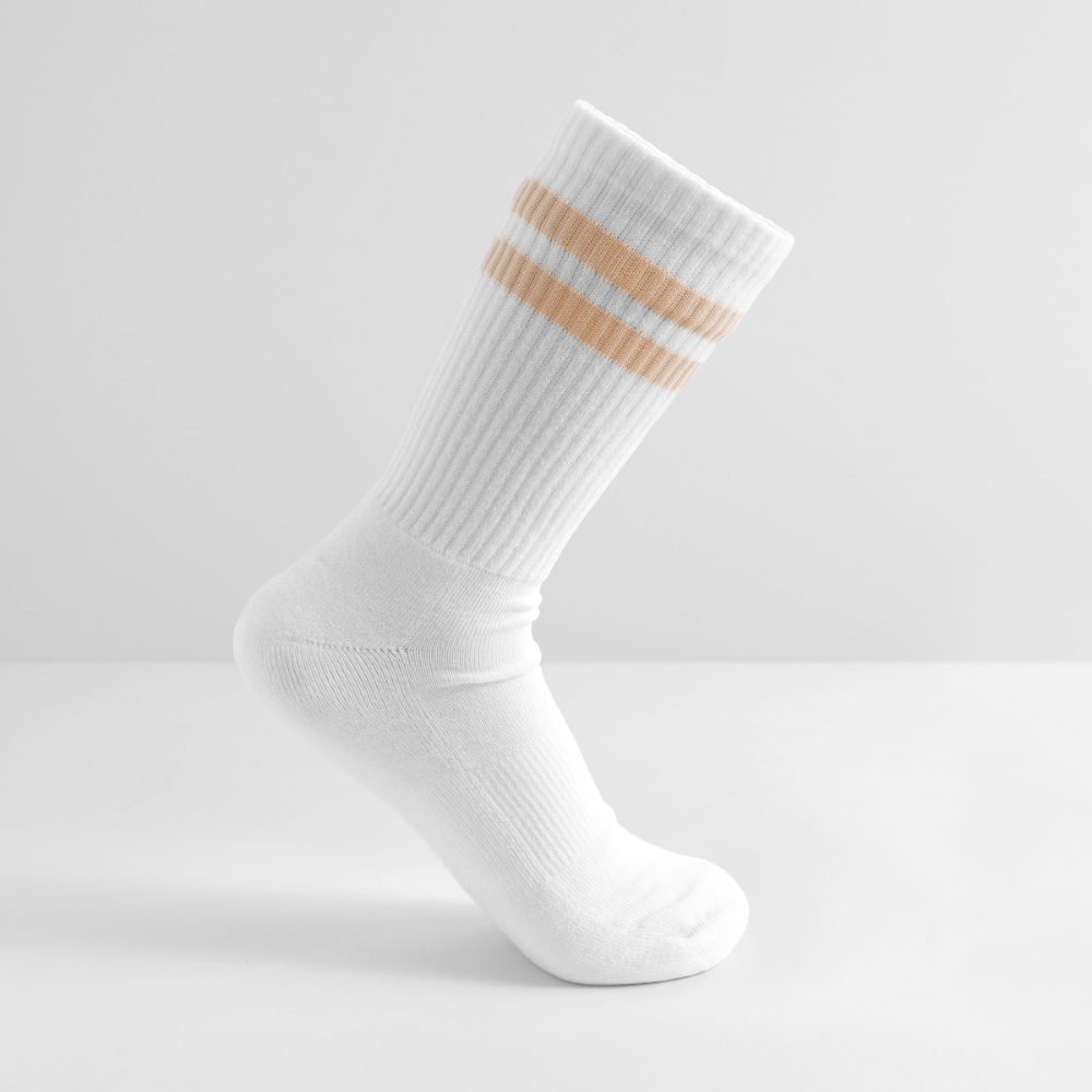 Gestreifte Tennissocken - Weiß/Pfirsich