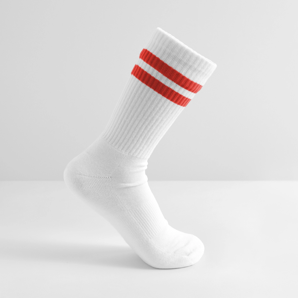 Gestreifte Tennissocken - Weiß/Rot