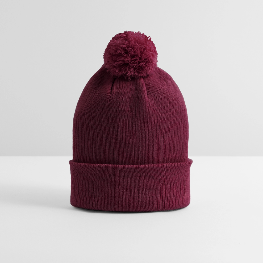Strickmütze mit Bommel - Burgunderrot