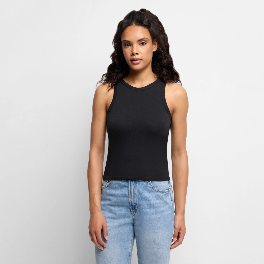 Cropped Frauen Organic Tank Top - Schwarz