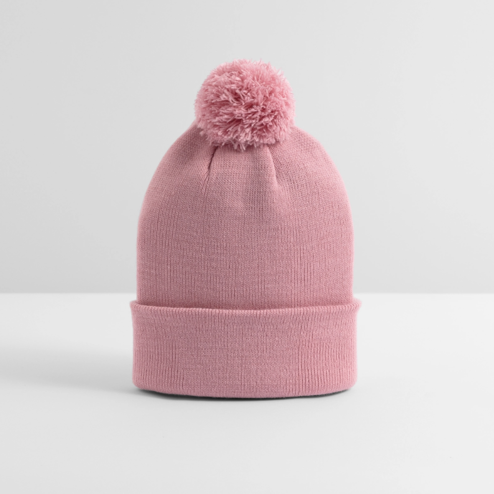 Strickmütze mit Bommel - Altrosa