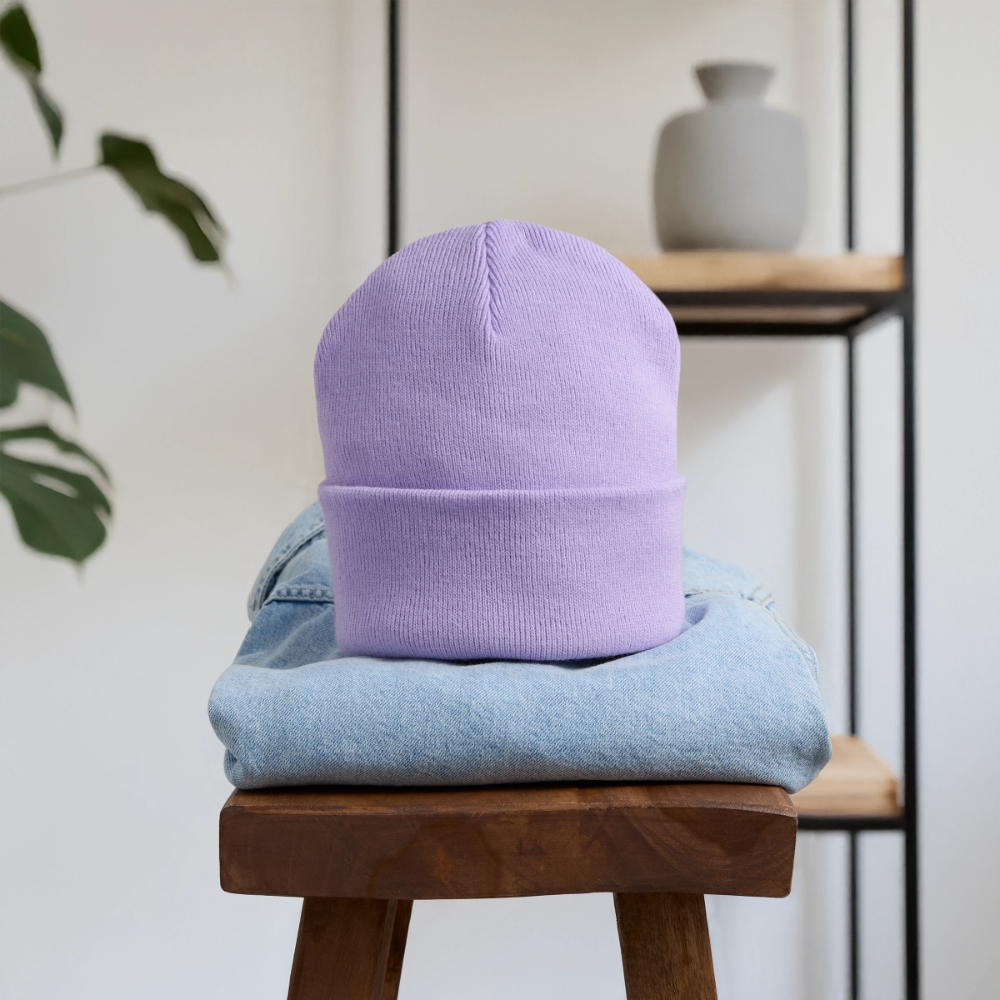 Bestickte Wintermütze - Lavendel