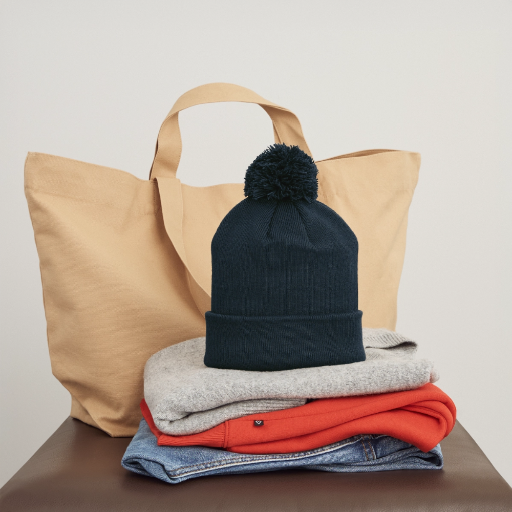 Kinder Strickmütze mit Bommel - Navy