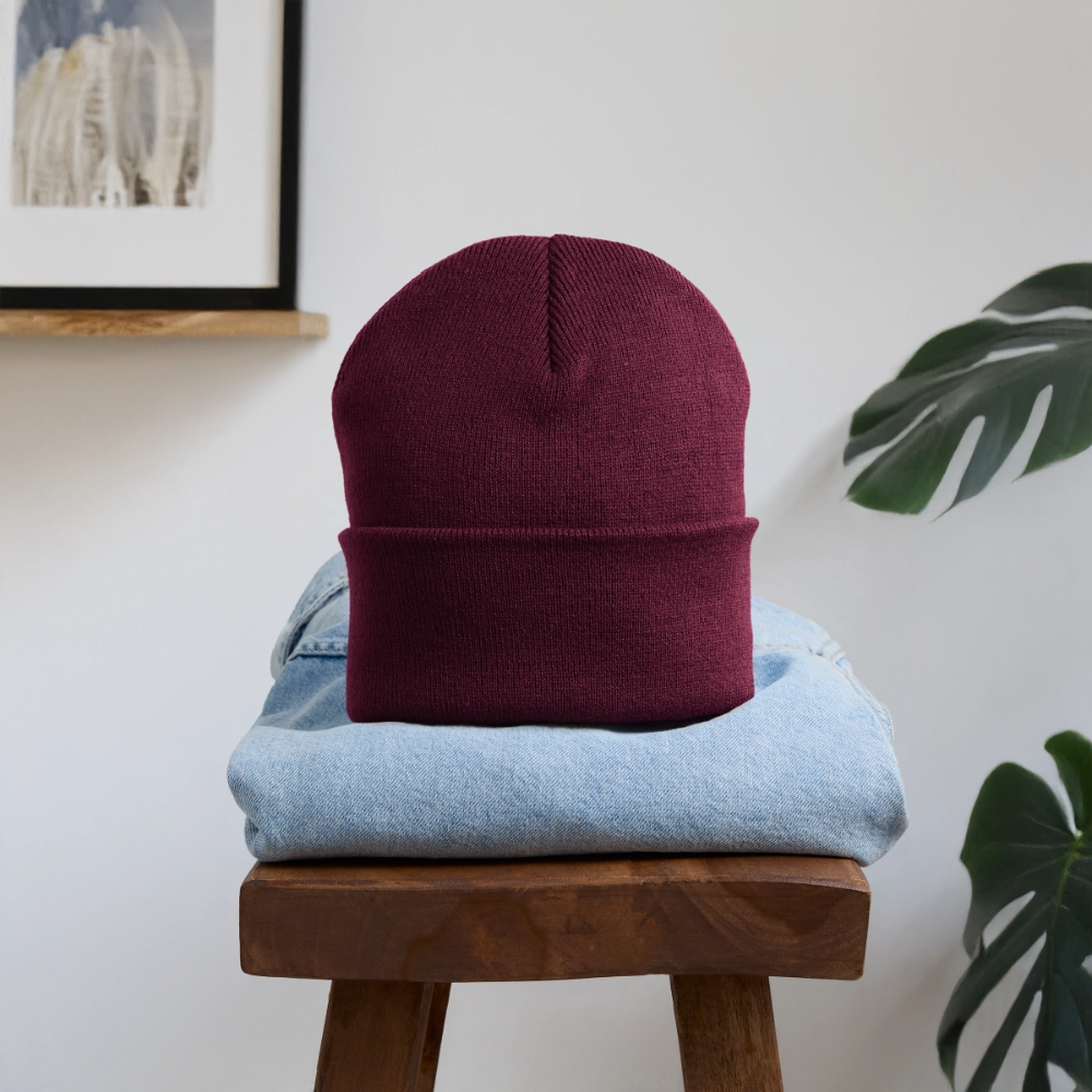 Bestickte Wintermütze - Burgunderrot