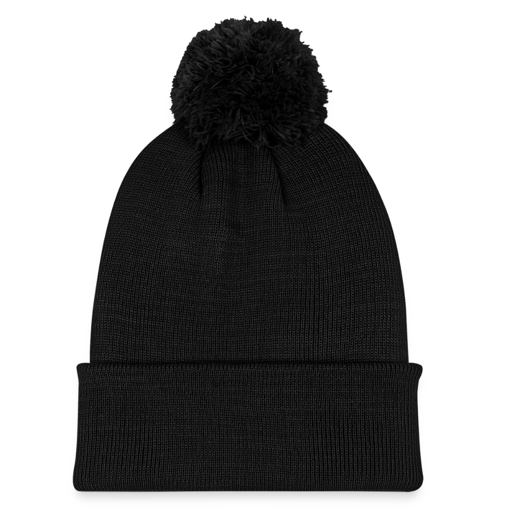 Strickmütze mit Bommel - Schwarz
