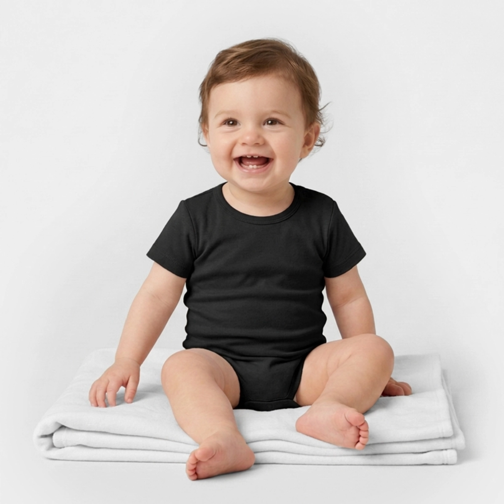 Organic Kurzarm-Babybody von Stanley/Stella - Schwarz