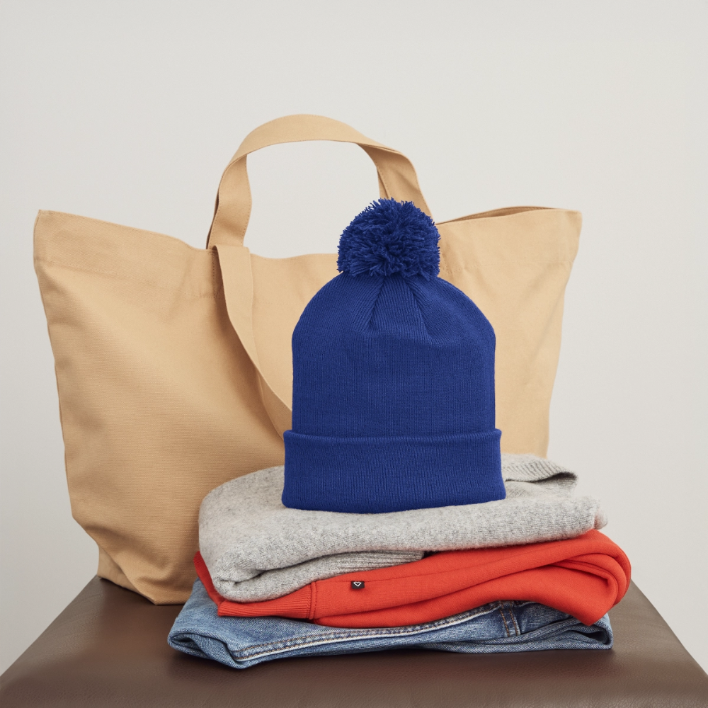 Kinder Strickmütze mit Bommel - Königsblau