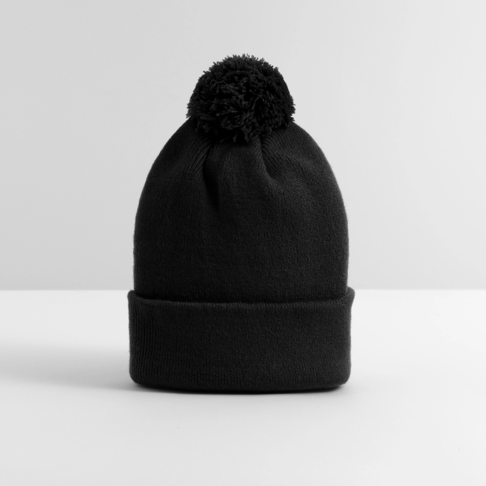 Strickmütze mit Bommel - Schwarz
