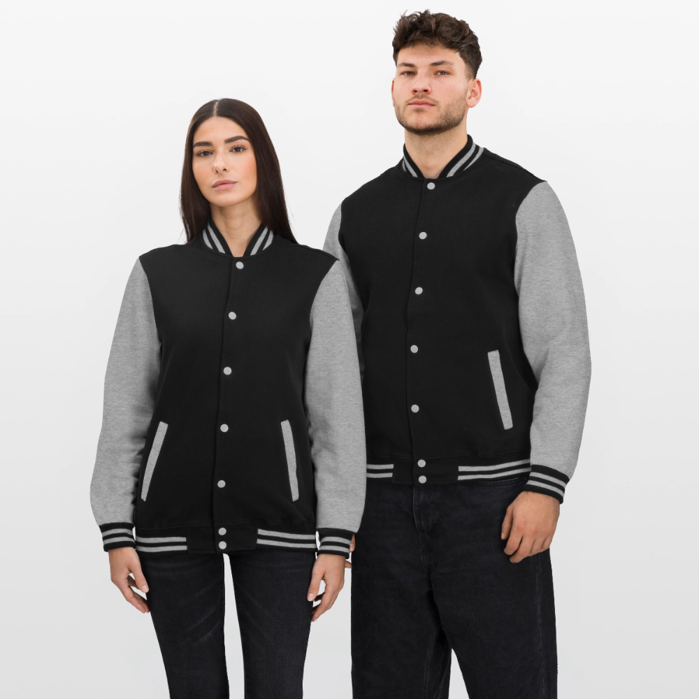 College-Sweatjacke - Schwarz/Grau meliert