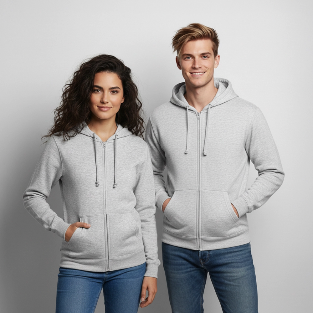 Unisex Kapuzenjacke - Hellgrau meliert