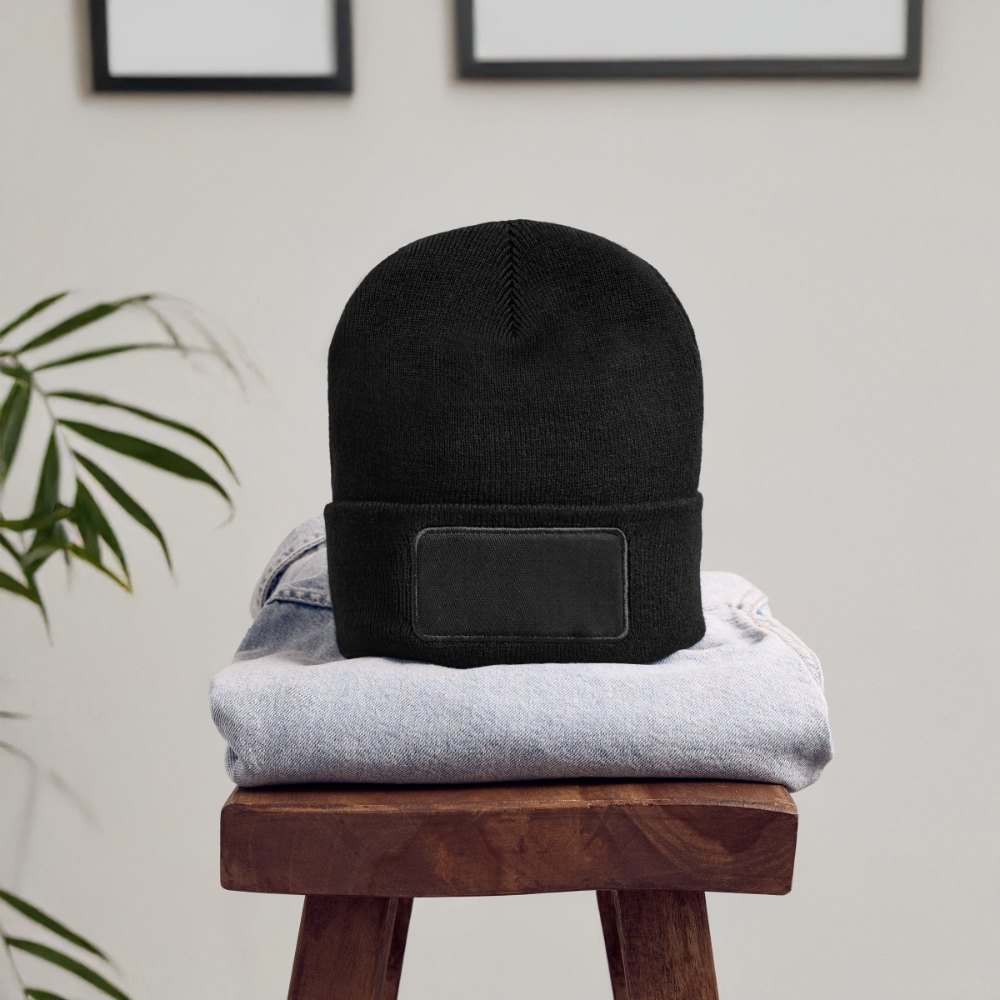 Recycelte Patch Beanie - Schwarz