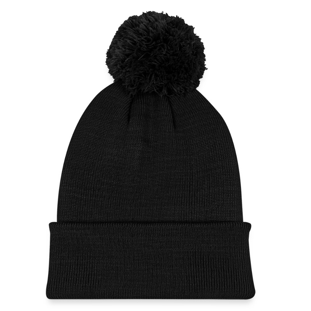 Kinder Strickmütze mit Bommel - Schwarz